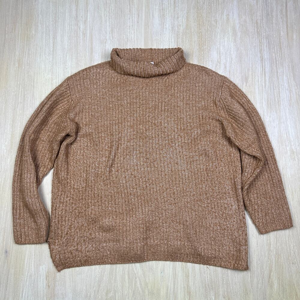 Elizabeth and James Brown Tan Mock Neck Pullover Cozy Knit Warm Sweater XL